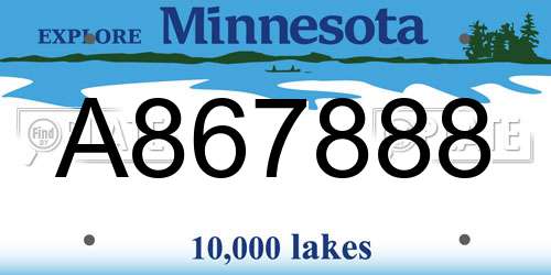 A867888 Minnesota License Plate