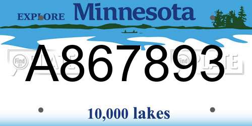 A867893 Minnesota License Plate