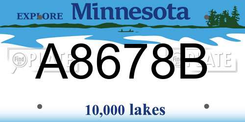 A8678B Minnesota License Plate