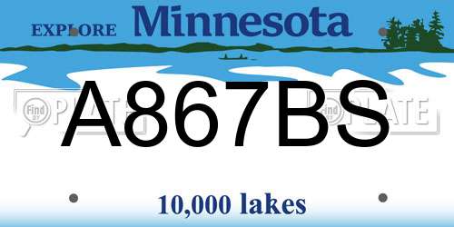 A867BS Minnesota License Plate