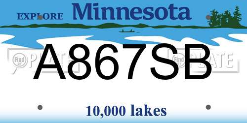 A867SB Minnesota License Plate