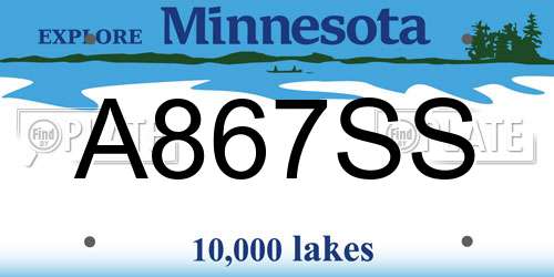 A867SS Minnesota License Plate