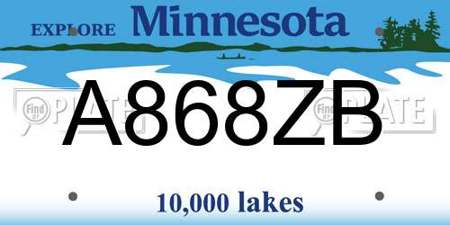 A868ZB Minnesota License Plate