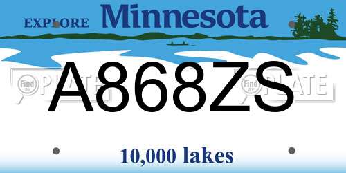 A868ZS Minnesota License Plate