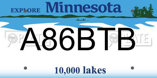 A86BTB Minnesota License Plate