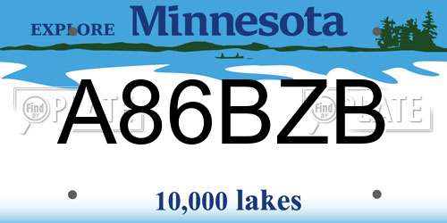 A86BZB Minnesota License Plate