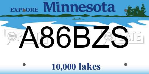 A86BZS Minnesota License Plate