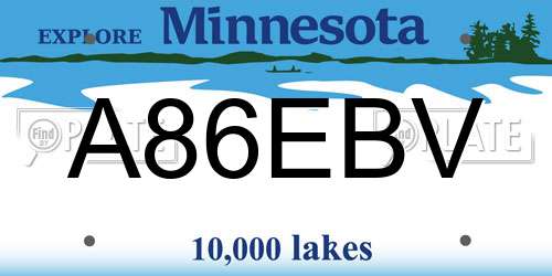 A86EBV Minnesota License Plate