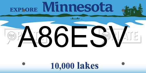 A86ESV Minnesota License Plate