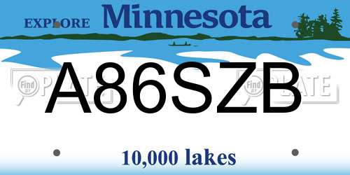 A86SZB Minnesota License Plate