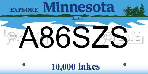 A86SZS Minnesota License Plate