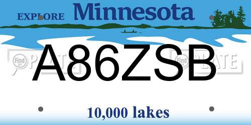 A86ZSB Minnesota License Plate