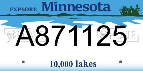 A871125 Minnesota License Plate