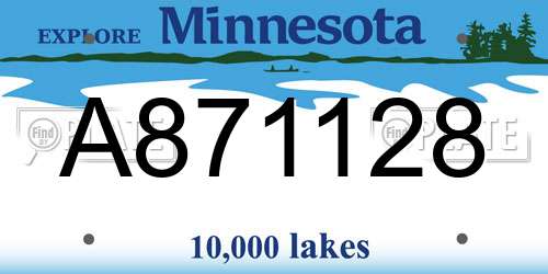 A871128 Minnesota License Plate