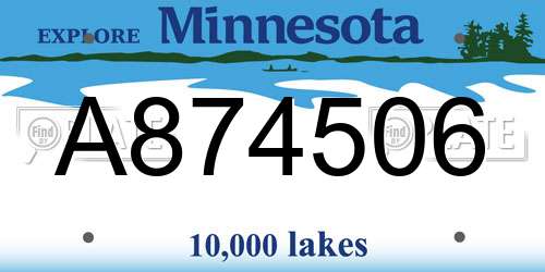 A874506 Minnesota License Plate