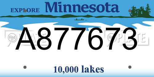 A877673 Minnesota License Plate