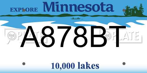 A878BT Minnesota License Plate
