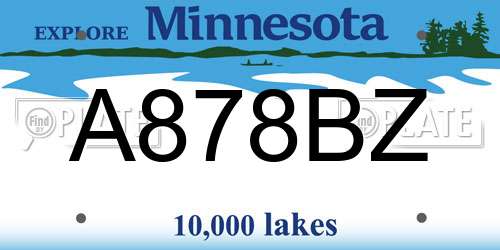 A878BZ Minnesota License Plate
