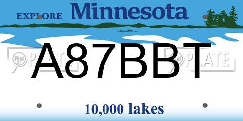 A87BBT Minnesota License Plate