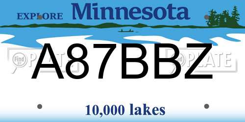 A87BBZ Minnesota License Plate