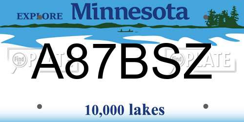 A87BSZ Minnesota License Plate