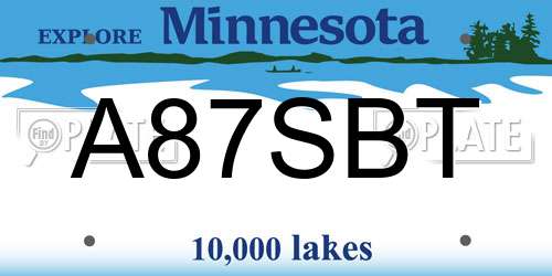 A87SBT Minnesota License Plate
