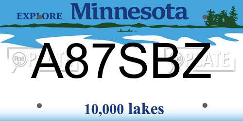 A87SBZ Minnesota License Plate