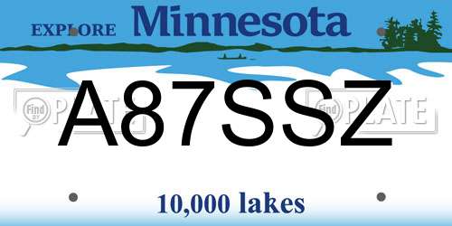 A87SSZ Minnesota License Plate