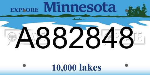 A882848 Minnesota License Plate