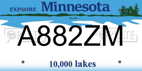 A882ZM Minnesota License Plate