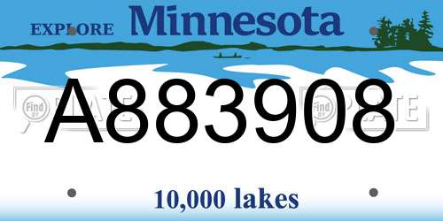 A883908 Minnesota License Plate