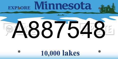 A887548 Minnesota License Plate