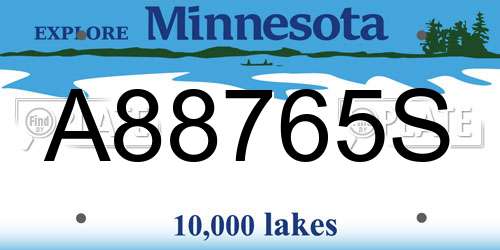 A88765S Minnesota License Plate