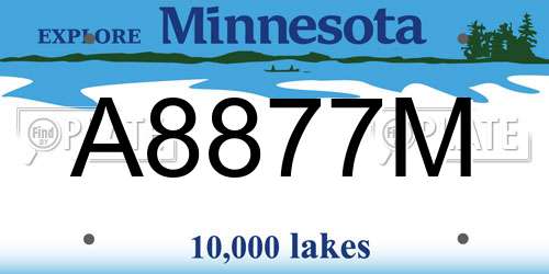 A8877M Minnesota License Plate