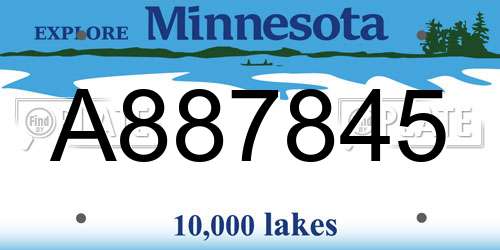 A887845 Minnesota License Plate