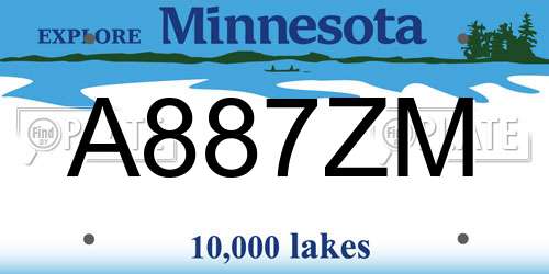 A887ZM Minnesota License Plate