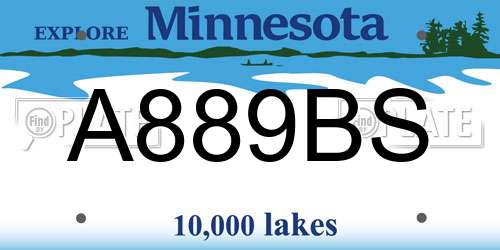 A889BS Minnesota License Plate