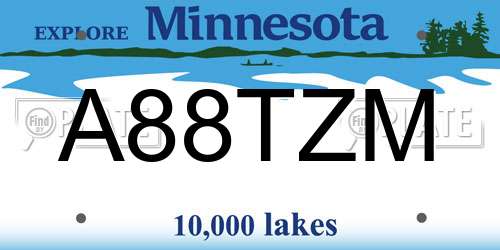 A88TZM Minnesota License Plate
