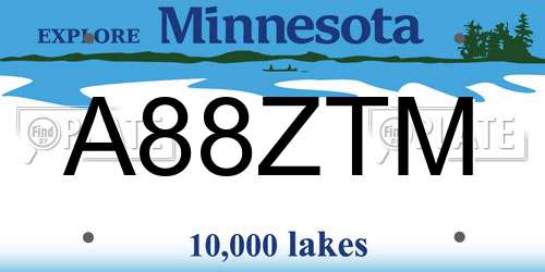A88ZTM Minnesota License Plate