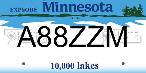 A88ZZM Minnesota License Plate