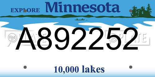 A892252 Minnesota License Plate