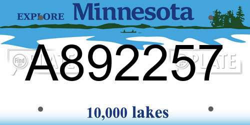 A892257 Minnesota License Plate