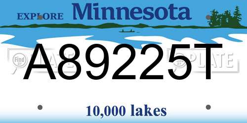 A89225T Minnesota License Plate