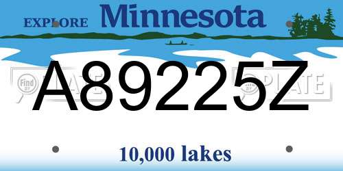 A89225Z Minnesota License Plate