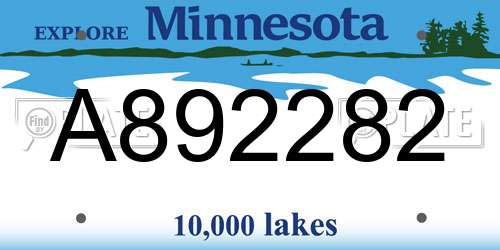 A892282 Minnesota License Plate