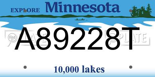 A89228T Minnesota License Plate