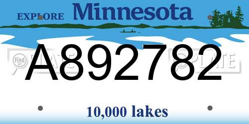 A892782 Minnesota License Plate