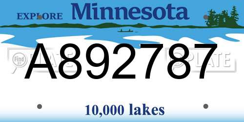 A892787 Minnesota License Plate