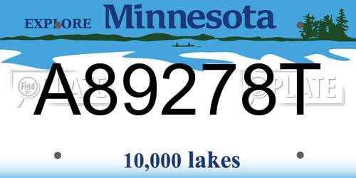 A89278T Minnesota License Plate