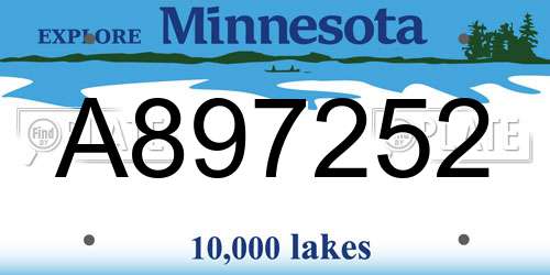 A897252 Minnesota License Plate